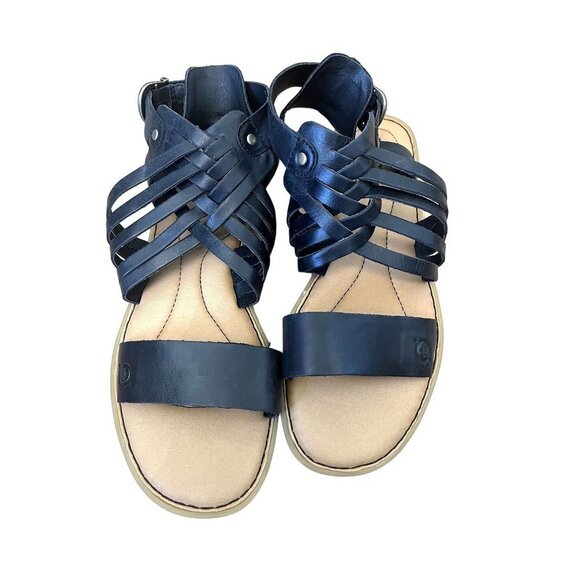 NWOB Born Black Leather Gladiator Sandals 8 - Picture 1 of 12